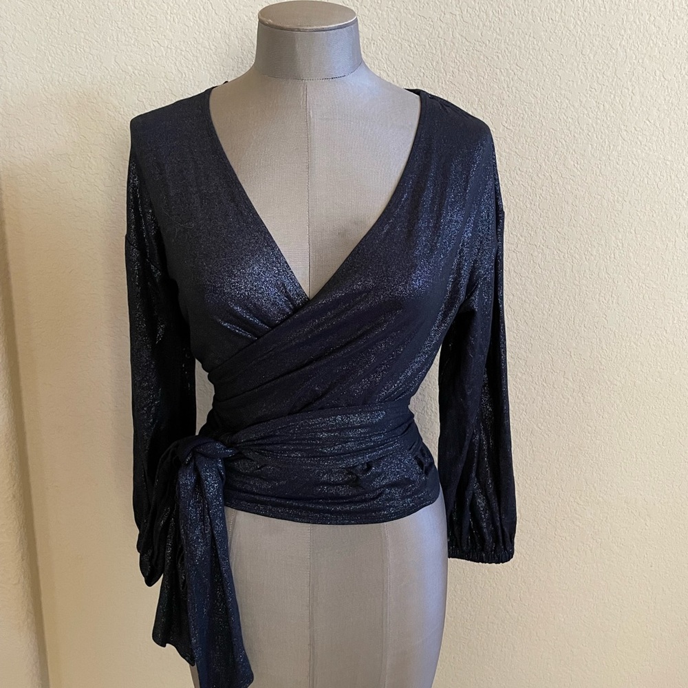 Express Sparkle Wrap Top